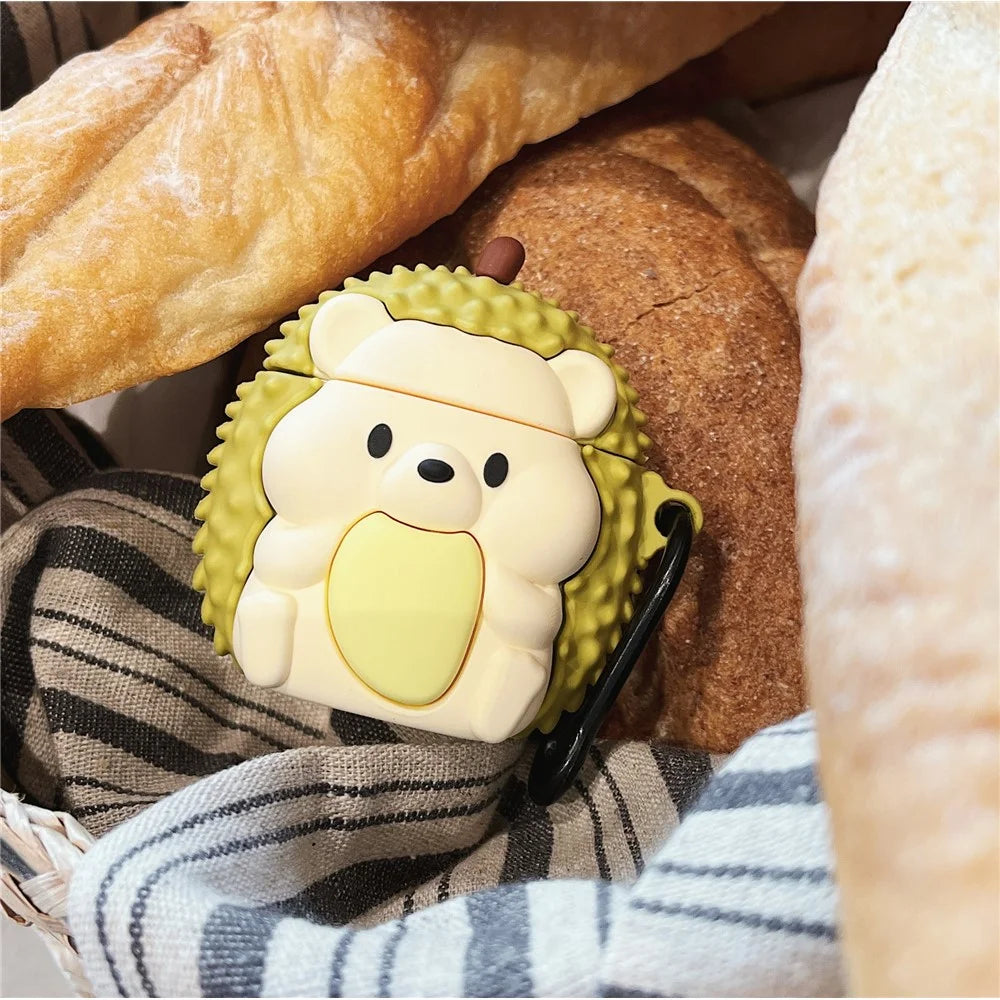 For Apple AirPods with Wireless Charging Case (2019) / AirPods with Charging Case (2019) (2016) Hedgehog Durian Silicone Cover - 2