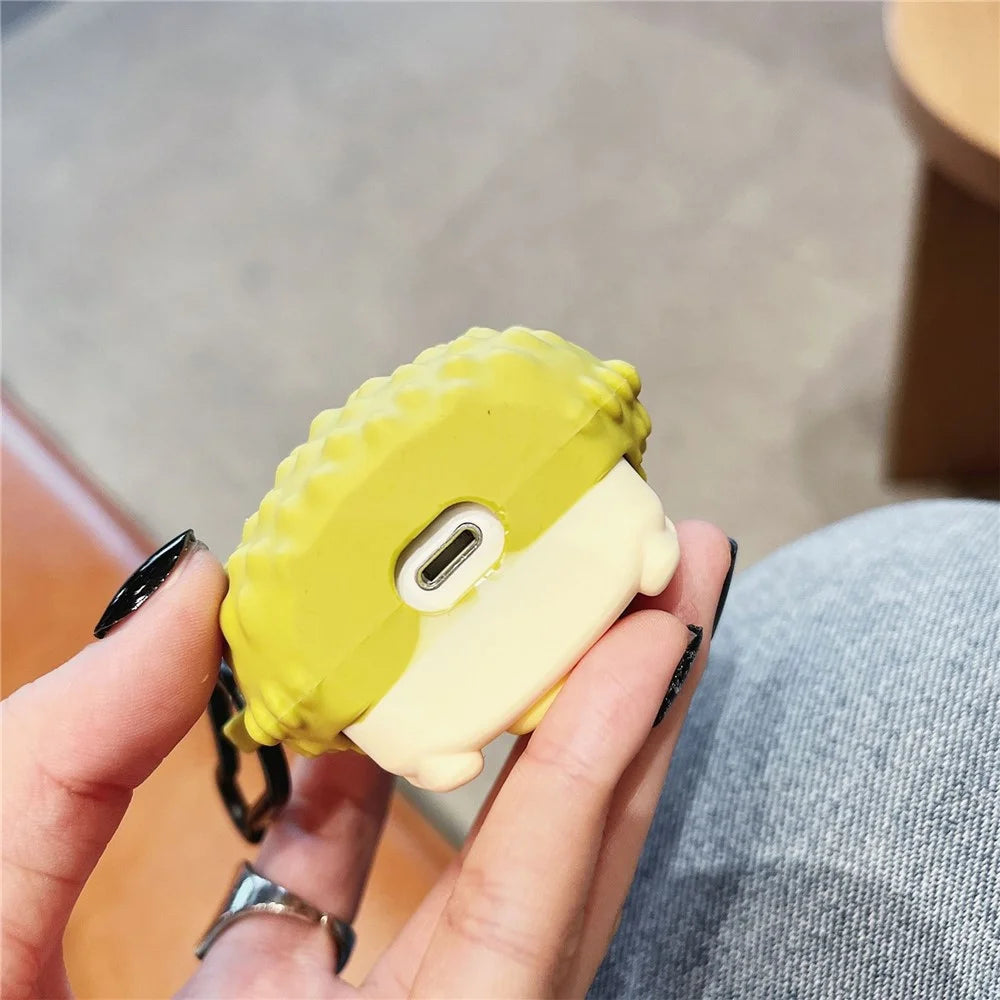 For AirPods 3 Silicone Cover Cartoon Hedgehog Durian Protective Case with Anti-Lost Buckle - 2