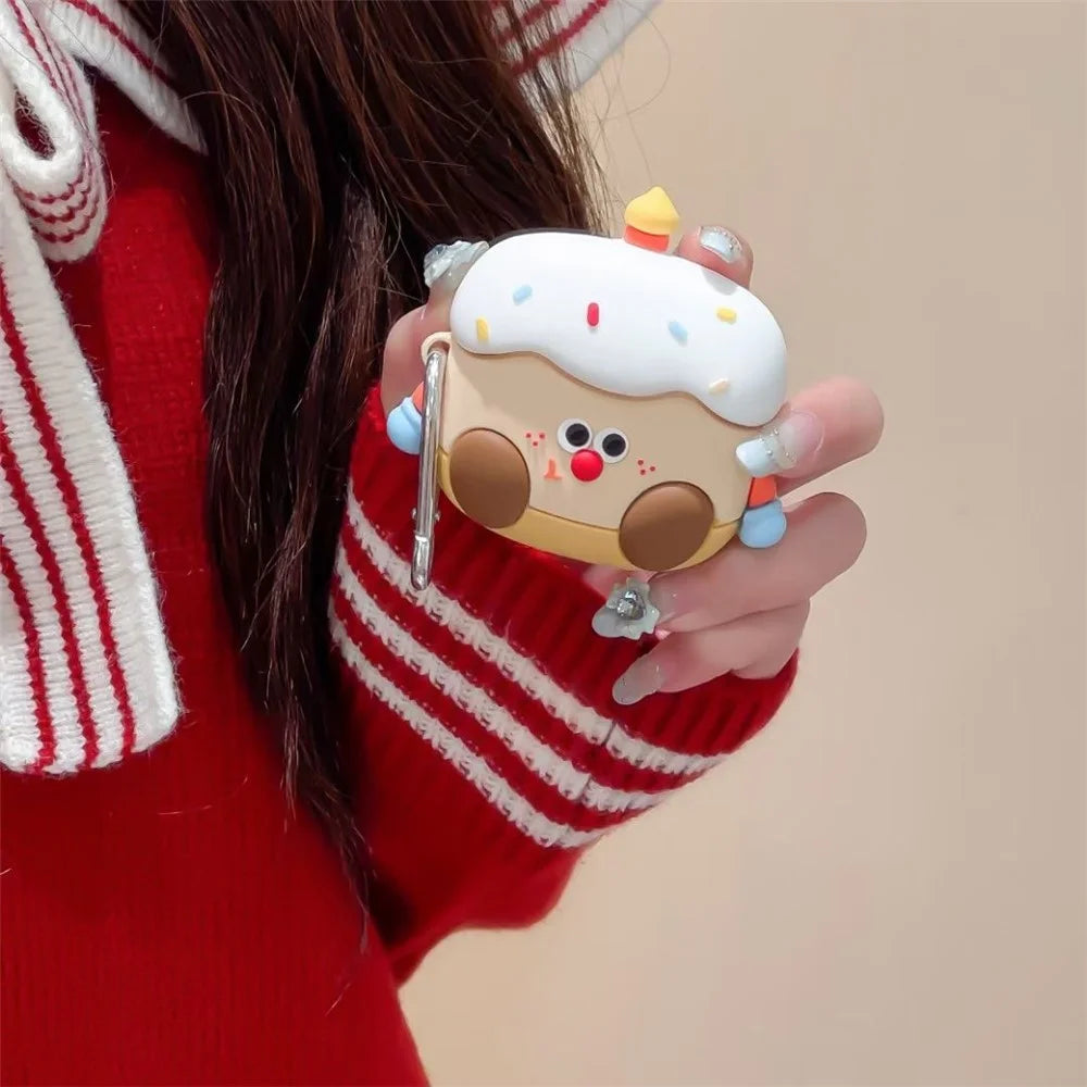 For Apple AirPods with Charging Case (2019) (2016) / AirPods with Wireless Charging Case (2019) Cartoon Cake Silicone Case with Buckle - 3