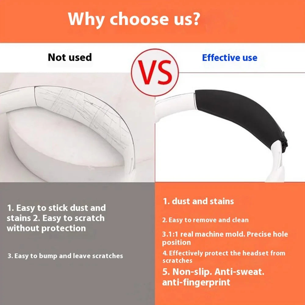 For Anker Soundcore Space Q45 Silicone Head Beam Cover Zipper Headband Protective Sleeve - Black - 4