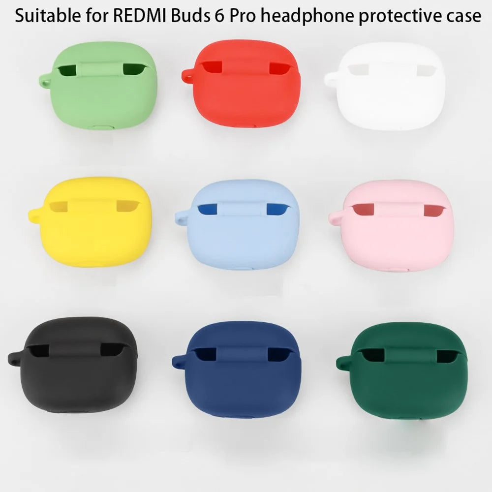 For Xiaomi Redmi Buds 6 Pro Case with Anti Lost Buckle Bluetooth-compatible Earbuds Silicone Protective Cover - White - 7