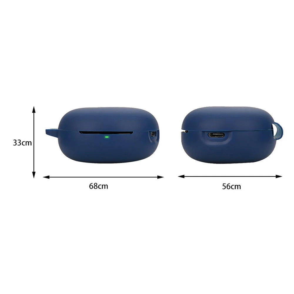 For QCY T13 ANC 2 Bluetooth-compatible Earphones Case with Anti Lost Buckle Silicone Protective Cover - Dark Blue - 6