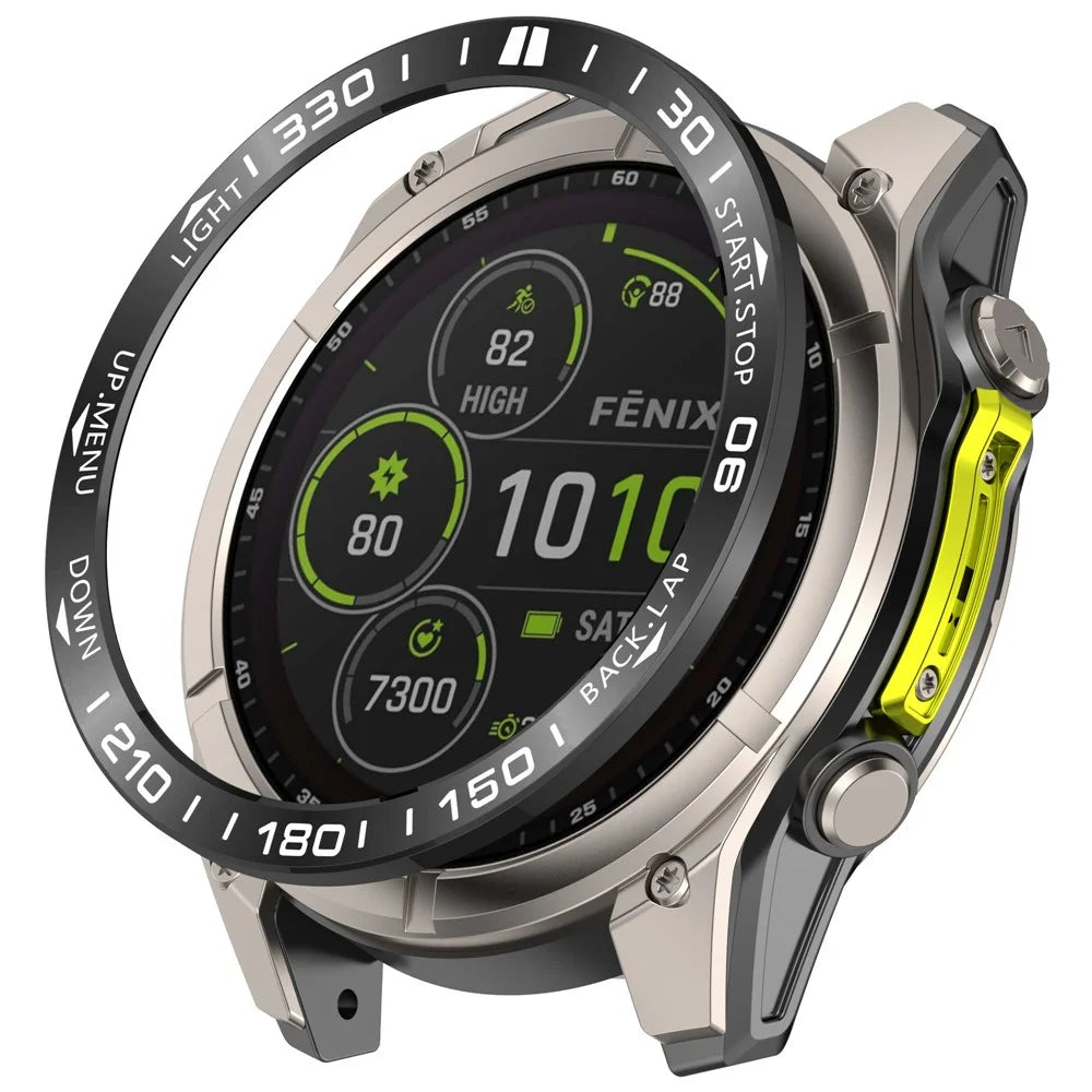 For Garmin Tactix 8 47mm AMOLED Version Steel Bezel Scratch Resistant Protective Ring - Black+White - 1