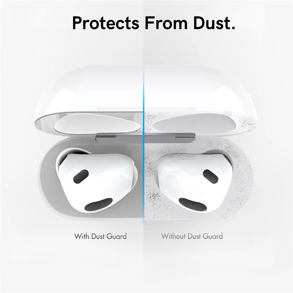 AHASTYLE PT68 2 PCS Metal Nickel Sticker For AirPods 4 , Ultra Thin Dust Guard Protective Film - Silver - 2