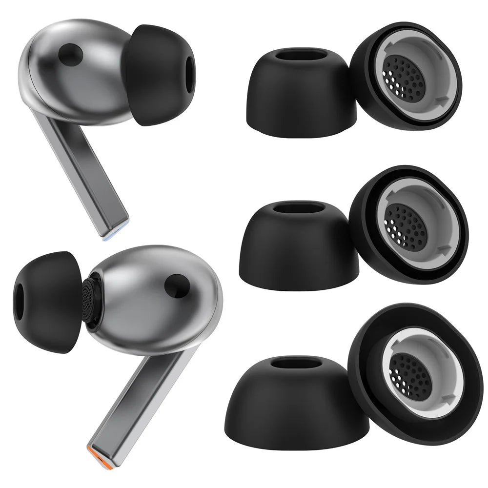 AHASTYLE WG173 3 Pairs Size M Silicone Eartips for Samsung Galaxy Buds3 Pro Bluetooth-Compatible Earbuds Replacement Tips - Black - 2