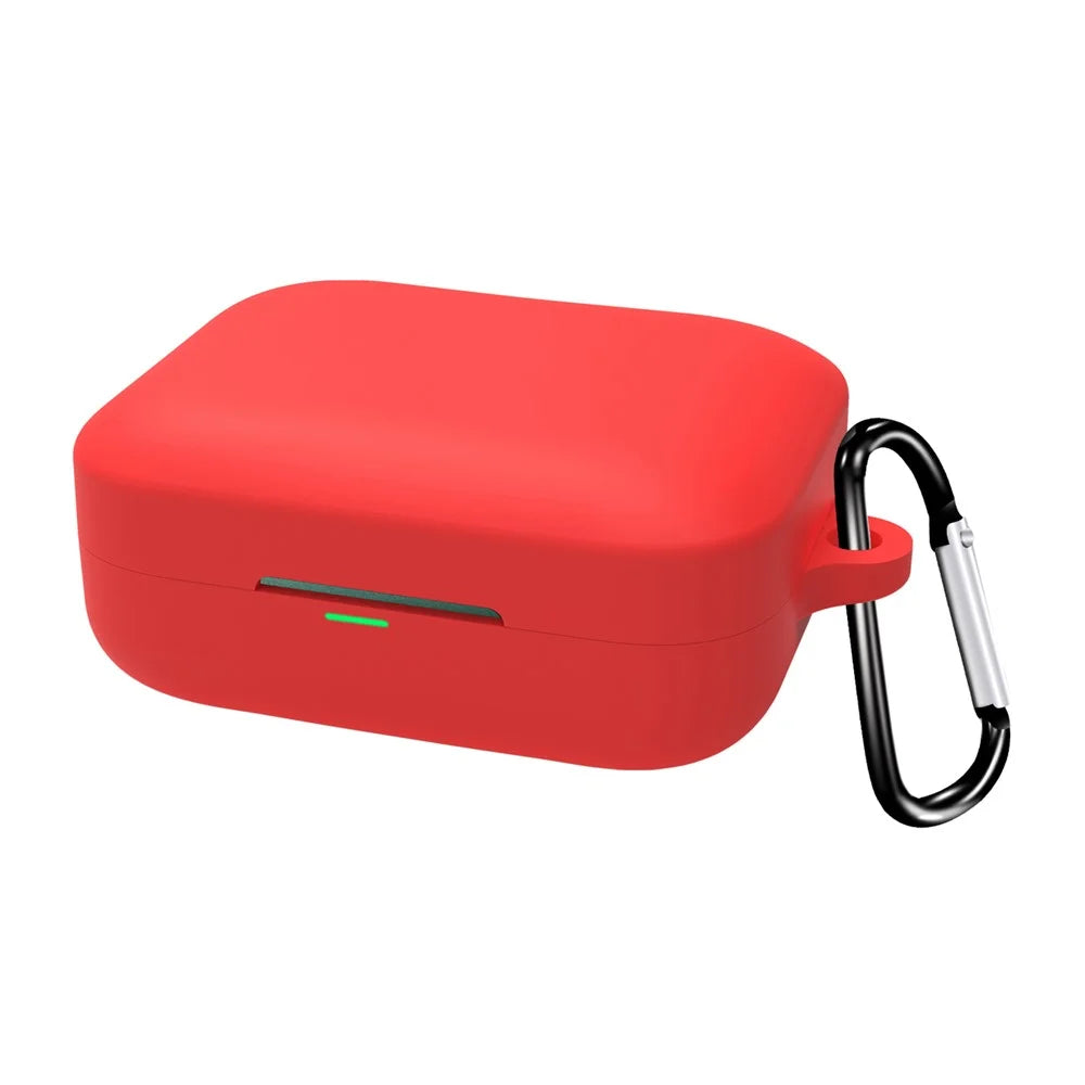 For Realme Buds Air 7 Protective Case Bluetooth-Compatible Earphones Silicone Cover with Hook - Red - 1