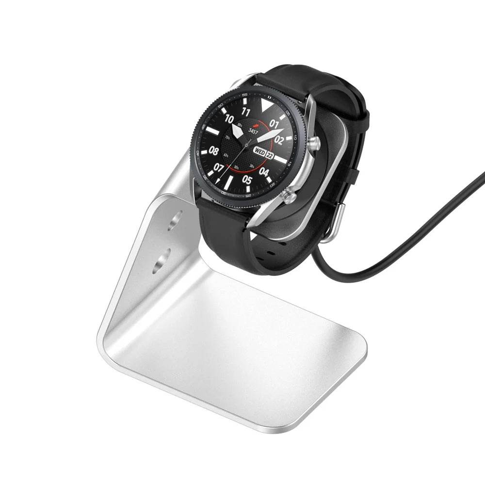 Universal Aluminum Alloy Charger Desktop Charging Stand Holder for Samsung Galaxy Watch4 Classic 46mm/42mm/Galaxy Watch4 40mm/44mm - Silver - 4