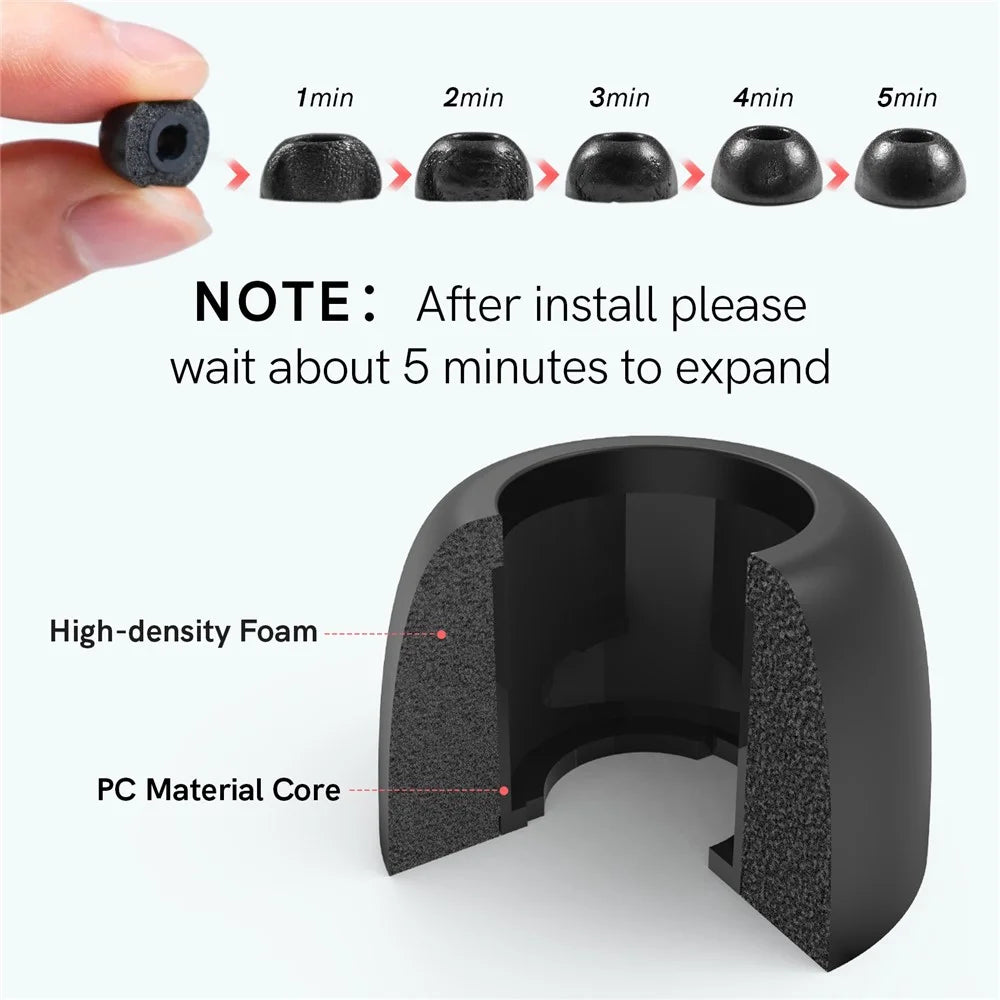 AHASTYLE WG36 3 Pairs Eartips For Samsung Galaxy Buds2 Pro Silicone Ear Caps Cushion Replacement, Size: S + M + L - Black - 4
