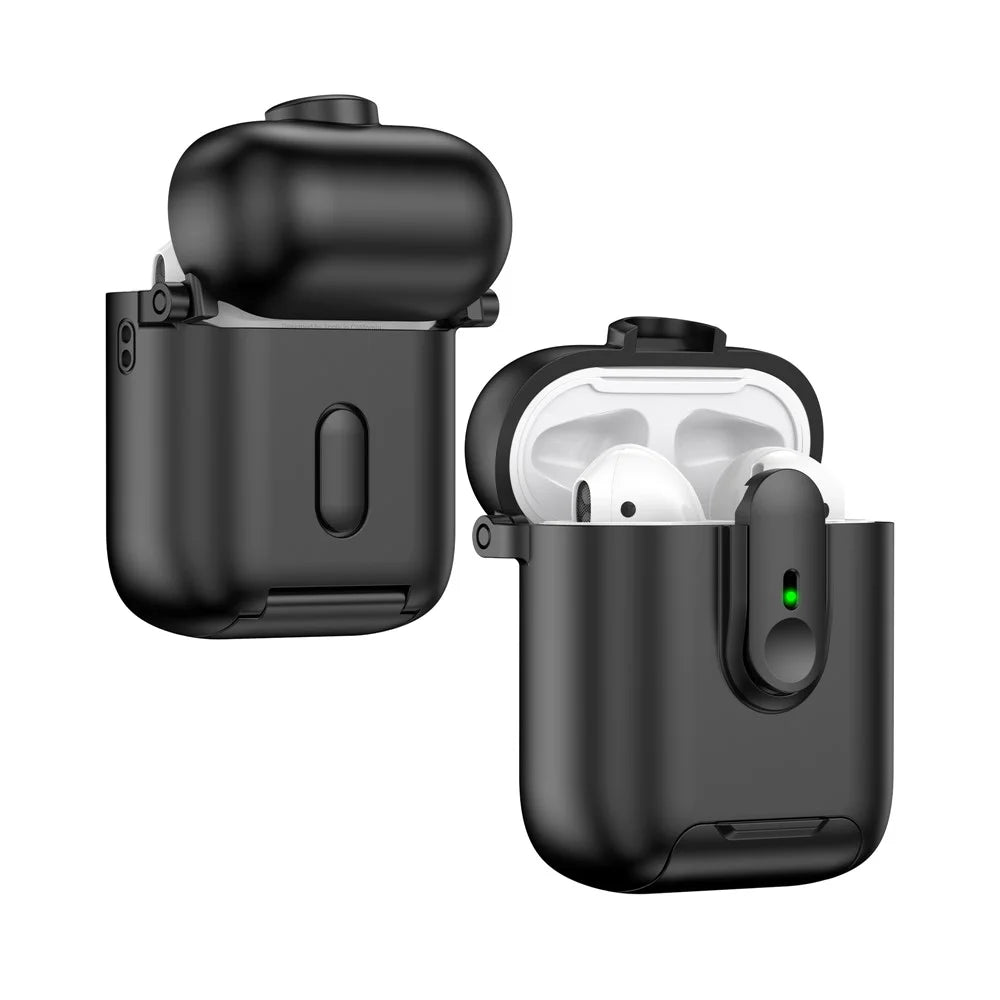 Switch Lock Case for Apple AirPods with Wireless Charging Case (2019) / AirPods with Charging Case (2019) / (2016), with Lanyard - Black - 3