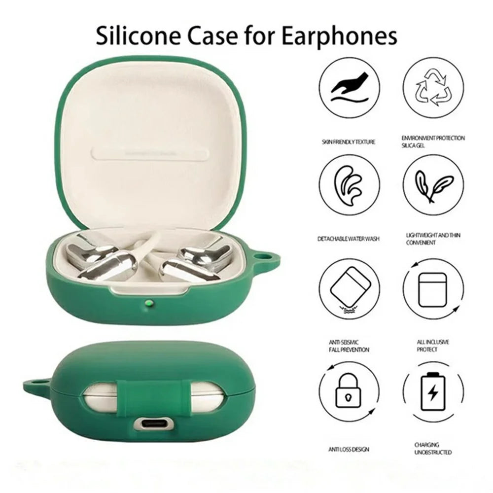 For Xiaomi OpenWear Stereo Pro Wireless Earphones Silicone Case Protective Cover with Anti-Lost Hanging Buckle - Blackish Green - 2