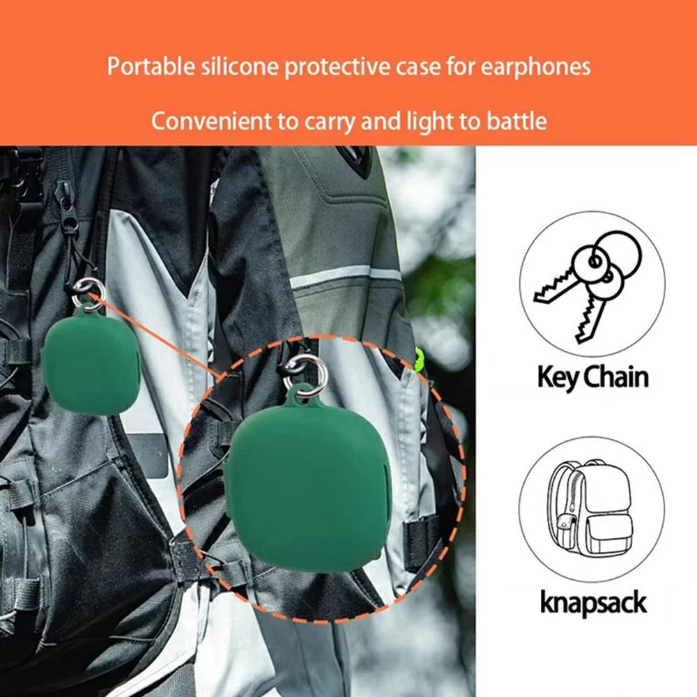 For Xiaomi OpenWear Stereo Pro Wireless Earphones Silicone Case Protective Cover with Anti-Lost Hanging Buckle - Blackish Green - 3