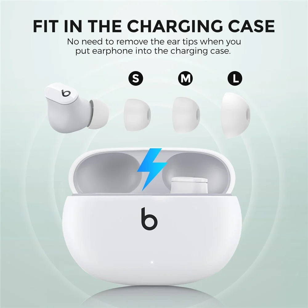 AHASTYLE WG150 3 Pairs Silicone Ear Tips For Beats Studio Buds / Studio Buds + / Fit Pro , Replacement Earphone Caps, Size: S + M + L - White - 5
