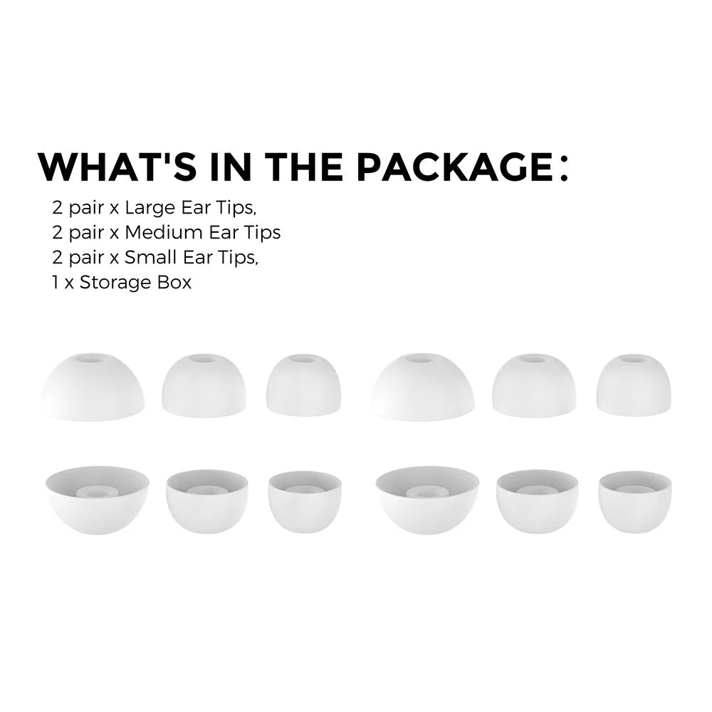 AHASTYLE WG150 1 Pair Silicone Ear Tips For Beats Studio Buds / Studio Buds + / Fit Pro , Replacement Earphone Caps - White / S - 6