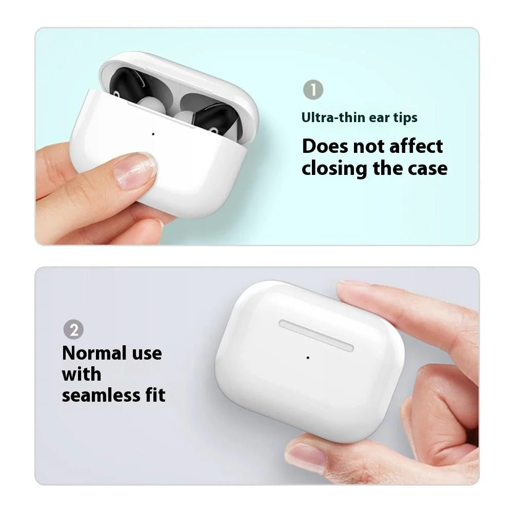 AHASTYLE PT76-4 3 Pairs Silicone Ear Tips for AirPods 4 Skin Cover Ultra Thin Anti Slip Cover - Black - 3
