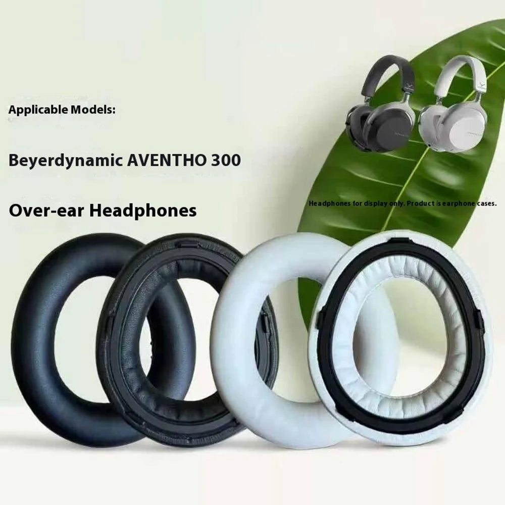 1 Pair For Beyerdynamic Aventho 300 Wireless Over-ear Headphones Replacement Ear Pads Protein Leather Cushions - Black - 6