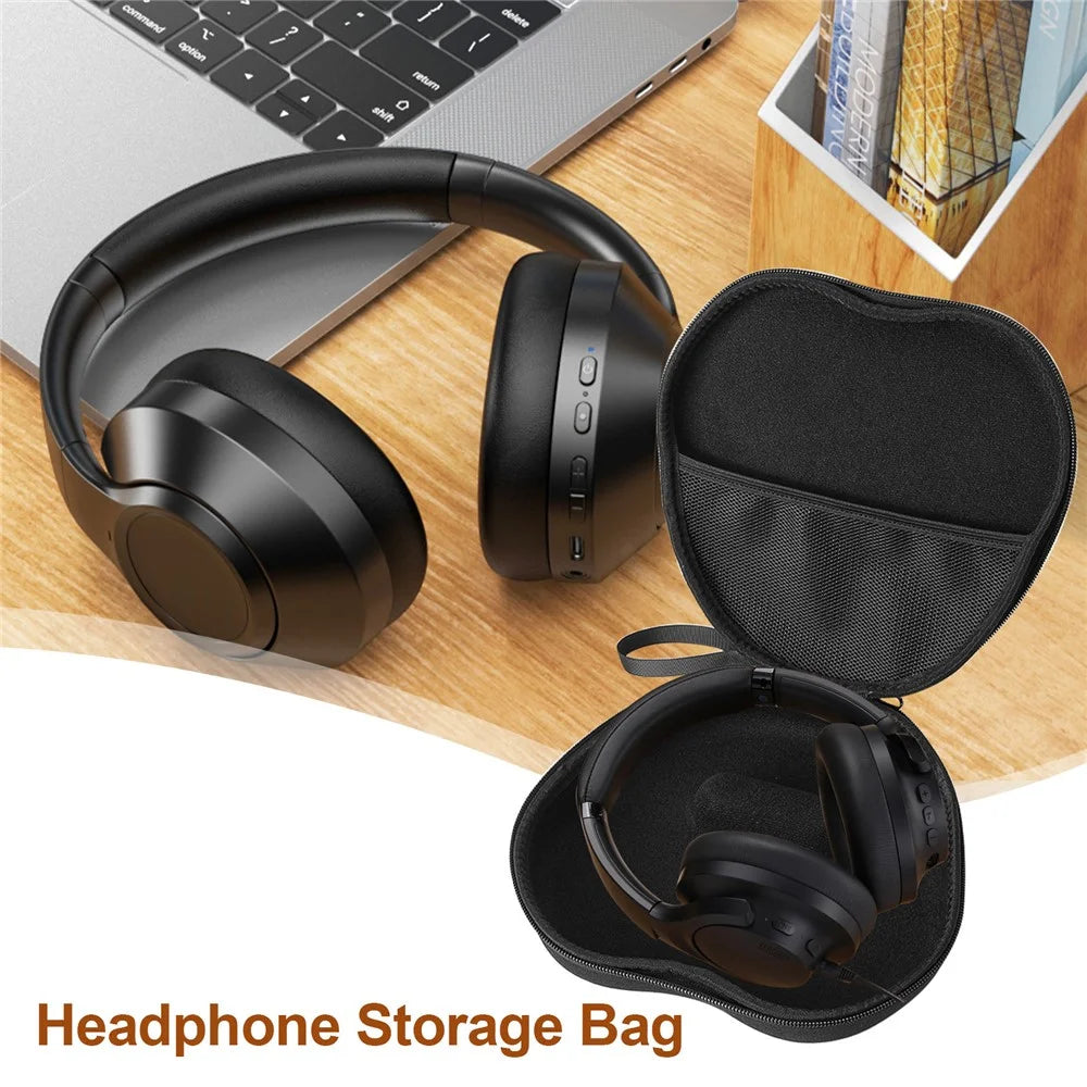 For 1Mii Y8 Headphone Case EVA Hard Shell Storage Bag With Cleaning Pen Set - Black - 3