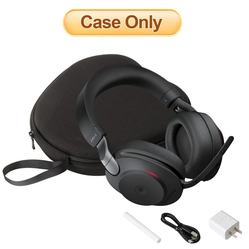 For Jabra Evolve2 85 Headphone Case EVA Hard Shell Storage Bag With Cleaning Pen Set - Black - 6