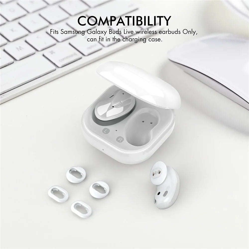 AHASTYLE PT132 For Samsung Galaxy Buds Live Silicone Cap Replacement Ear Plug (6 Pairs in Total, 2 Pairs Each in L / M / S) - White - 2