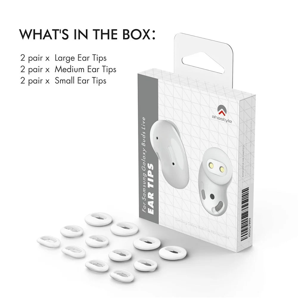 AHASTYLE PT132 For Samsung Galaxy Buds Live Silicone Cap Replacement Ear Plug (6 Pairs in Total, 2 Pairs Each in L / M / S) - White - 7