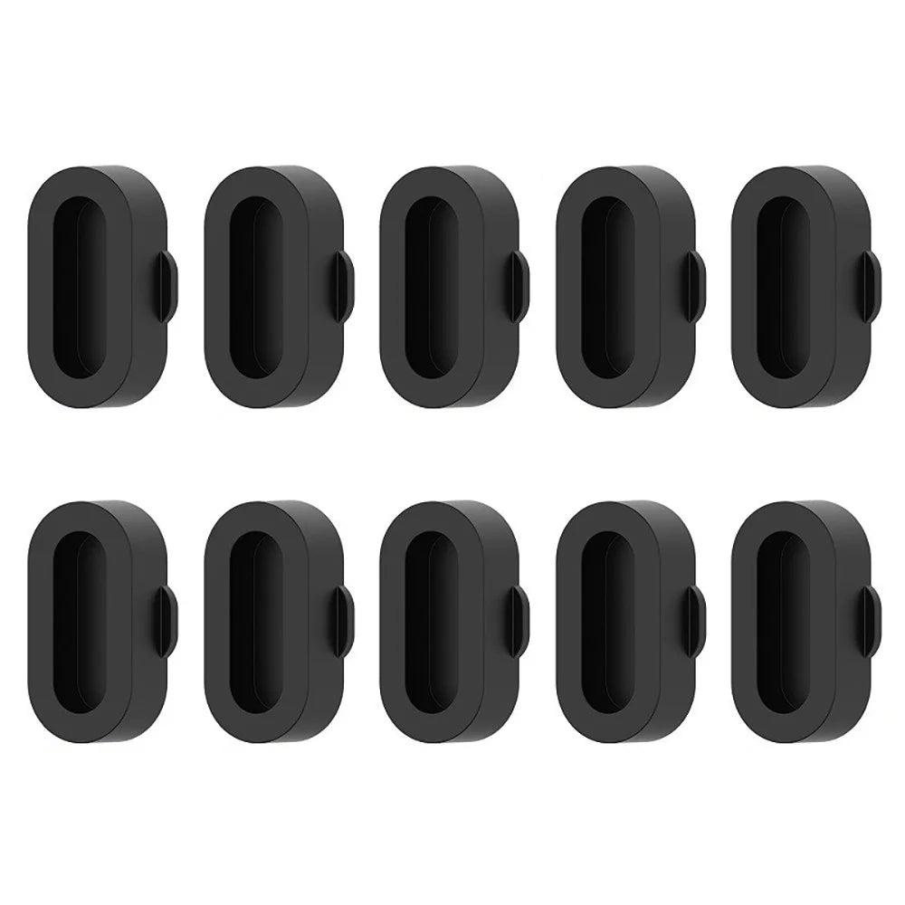 10Pcs Silicone Dust Plug for Garmin Venu 4 45mm / 41mm / Bounce 2 / Venu X1 Smart Watch Charging Port Dust Cover - Black - 1