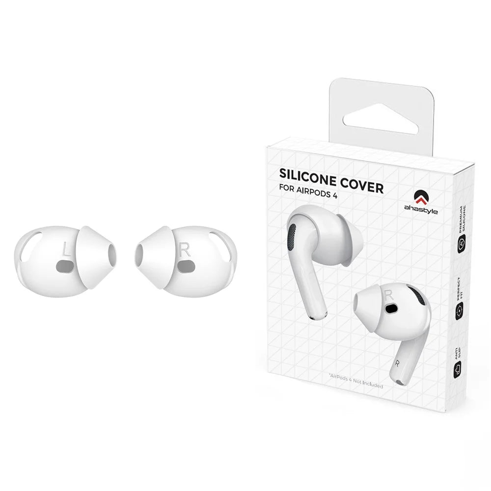 AHASTYLE PT66-4 1 Pair For AirPods 4 Silicone Ear Tips Anti-slip Noise Isolation Ear Covers - White - 1