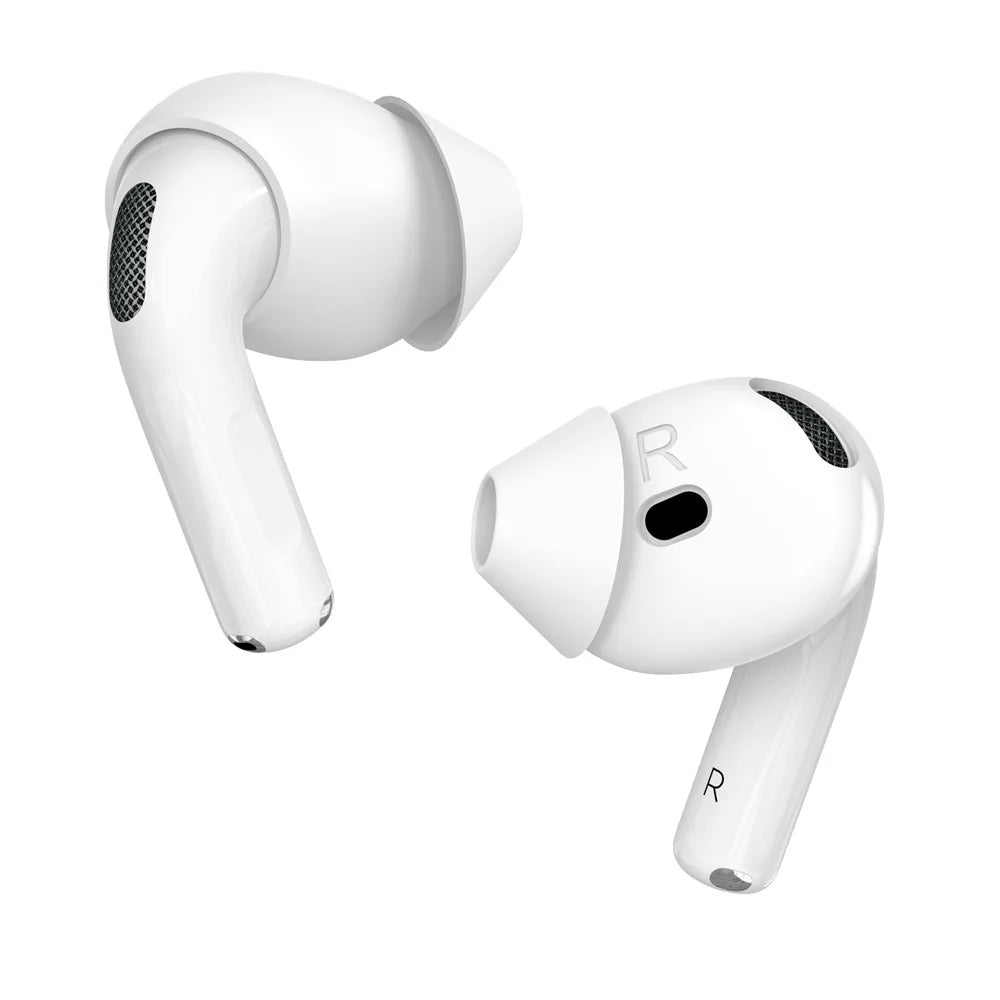 AHASTYLE PT66-4 1 Pair For AirPods 4 Silicone Ear Tips Anti-slip Noise Isolation Ear Covers - White - 2