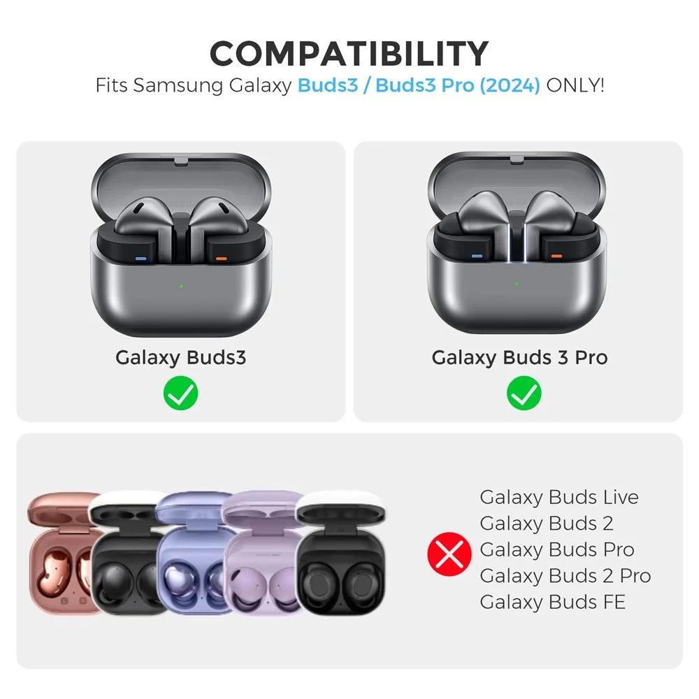 AHASTYLE WG170 Protective Case for Samsung Galaxy Buds3 / Buds3 Pro / Buds3 FE Gamepad Style Silicone Cover with Cleaning Pen Kit - Black - 7