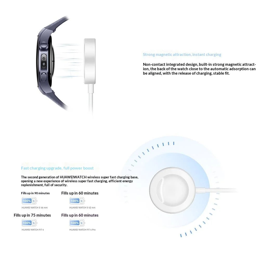 HUAWEI WATCH CW05 Wireless Super Fast Charging Dock (2nd Generation) for Huawei Watch 5 / FIT 4 / GT 6 / Ultimate 2 / GT Runner 2 / Buds 2 / GT 6 Pro / FIT 4 Pro USB-A Magnetic Charger (Chinese Version) - White - 3