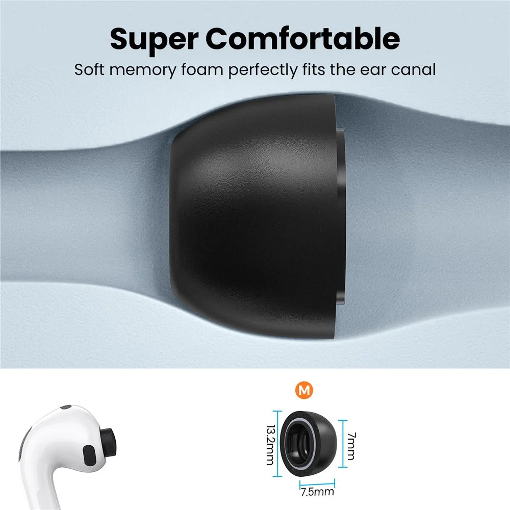 AHASTYLE WE38 1 Pair Size M for AirPods Pro 3 Ear Tips Memory Foam Soft Comfortable Replacement Earbuds - Black - 4