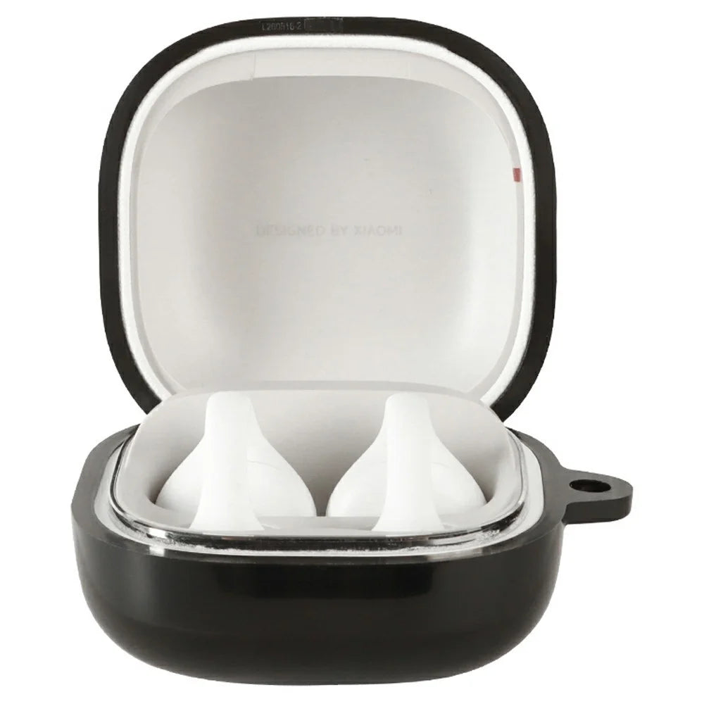 For Xiaomi Clip-On Earbuds Case Diamond Pattern Clear TPU Protective Cover with Anti-lost Hook - Transparent Black - 2