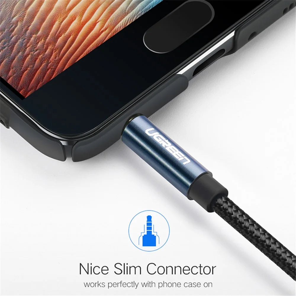 UGREEN 1m Headphone Extension Cable Nylon-Braided 3.5mm Male to Female Audio Cord - 6