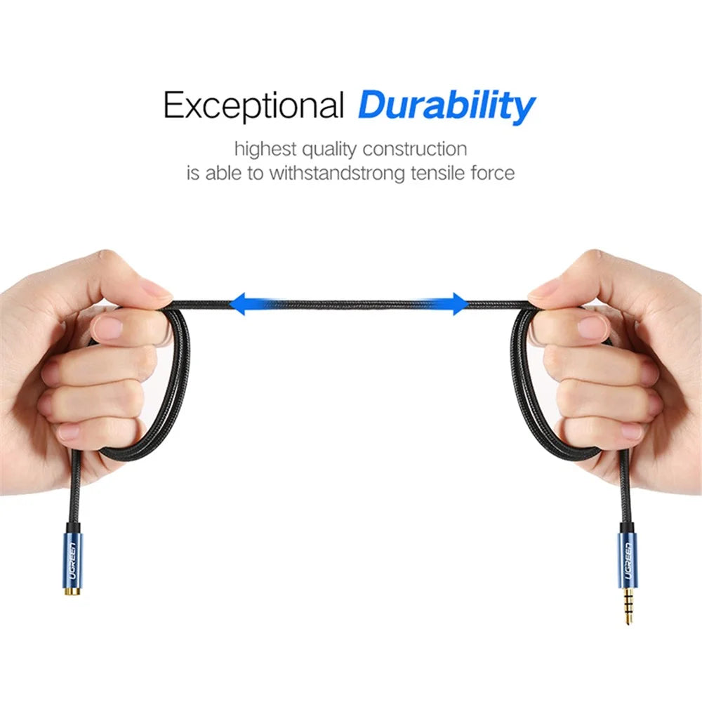 UGREEN 1m Headphone Extension Cable Nylon-Braided 3.5mm Male to Female Audio Cord - 7