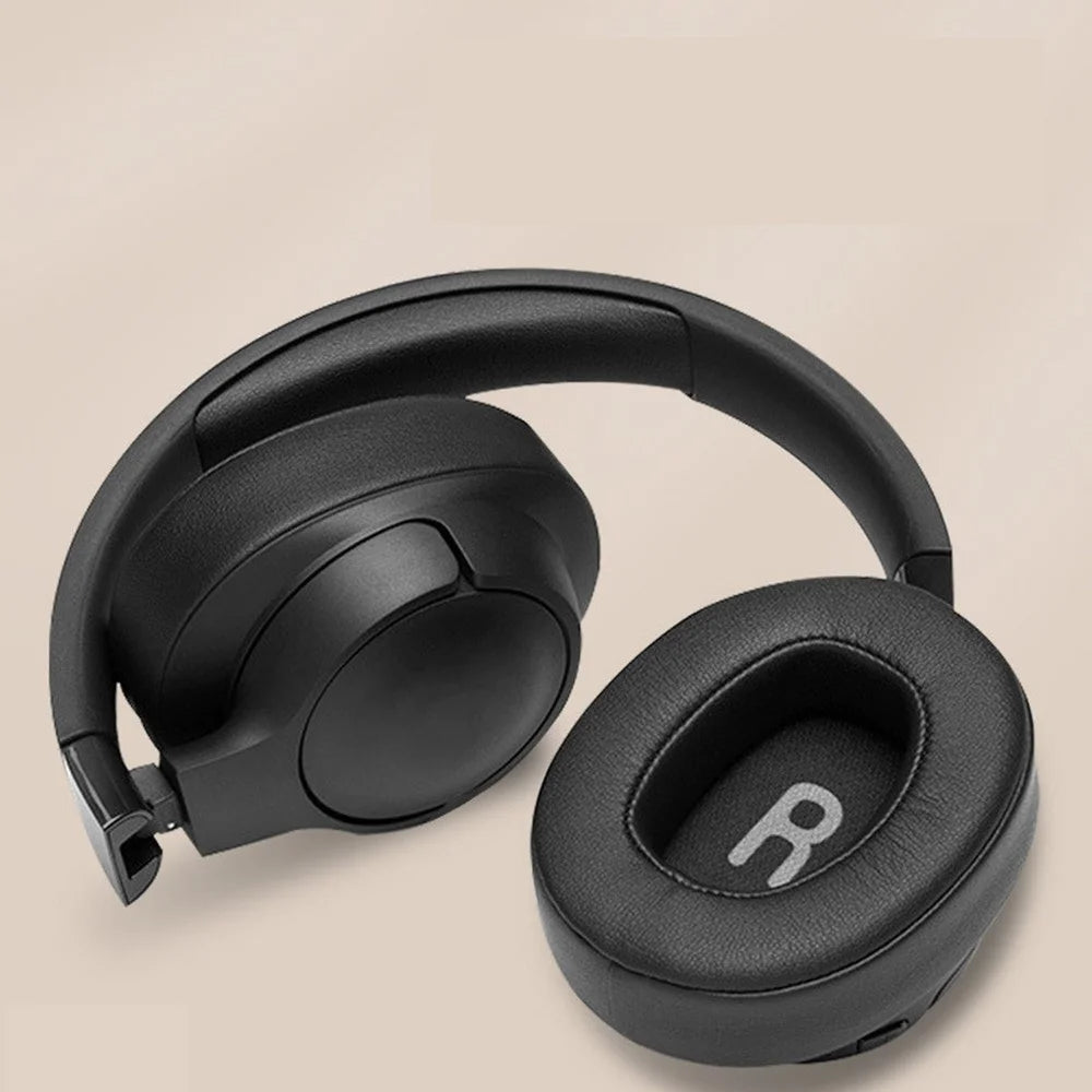 1 Pair Replacement Ear Pads Protein Leather Cushions for JBL TUNE700 T750BTNC Headset Earmuff Cover - Black - 2