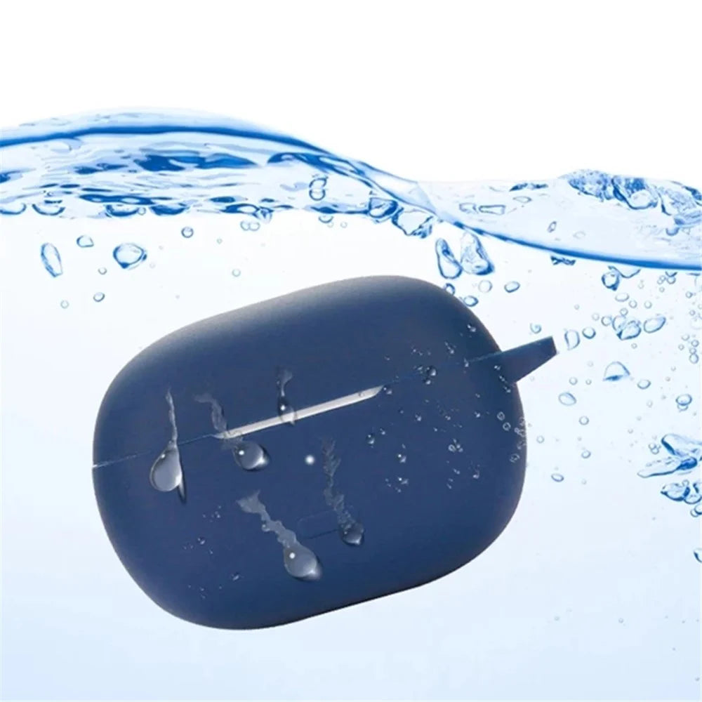 For Redmi Buds 4 Pro Earbuds Silicone Cover Bluetooth-compatible TWS Earphone Protective Sleeve Case with Anti-lost Buckle - Dark Blue - 4