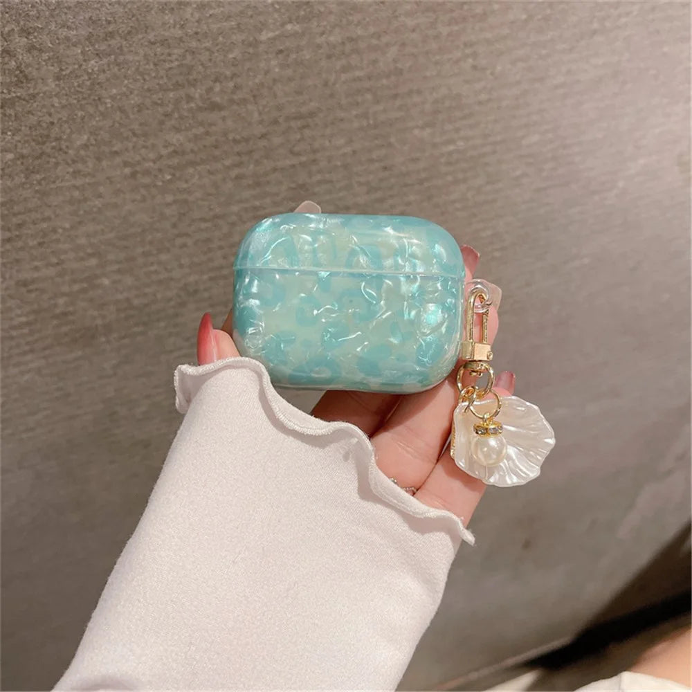 For Apple AirPods Pro Fashionable Shell Grain Bluetooth-compatible Earphone TPU Case Shell Pearl Pendant Design Protective Cover - 2