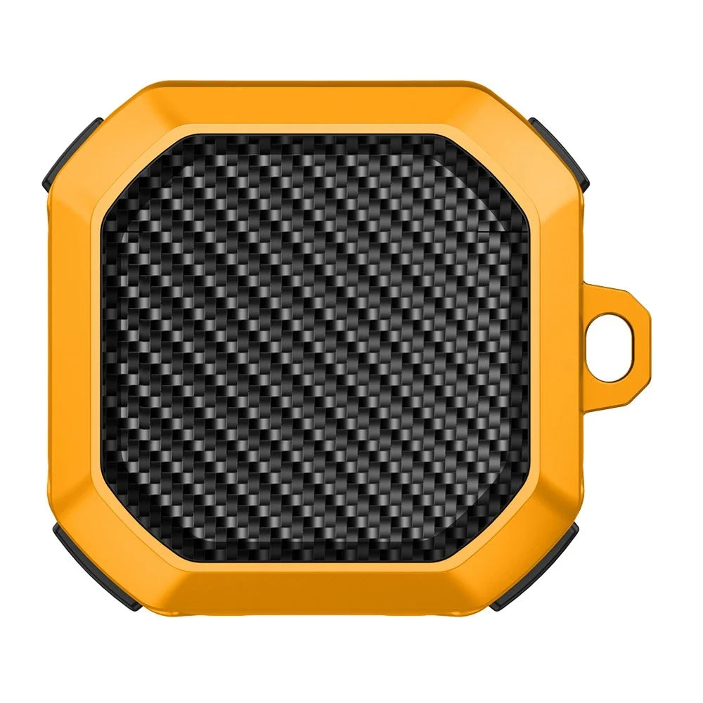 For Samsung Buds Live / Buds2 / Buds 2 Pro / Buds Pro Anti-Drop Case Thunder Carbon Fibre Texture Earbuds Charging Case Cover Soft TPU+PC Protector - Yellow - 1