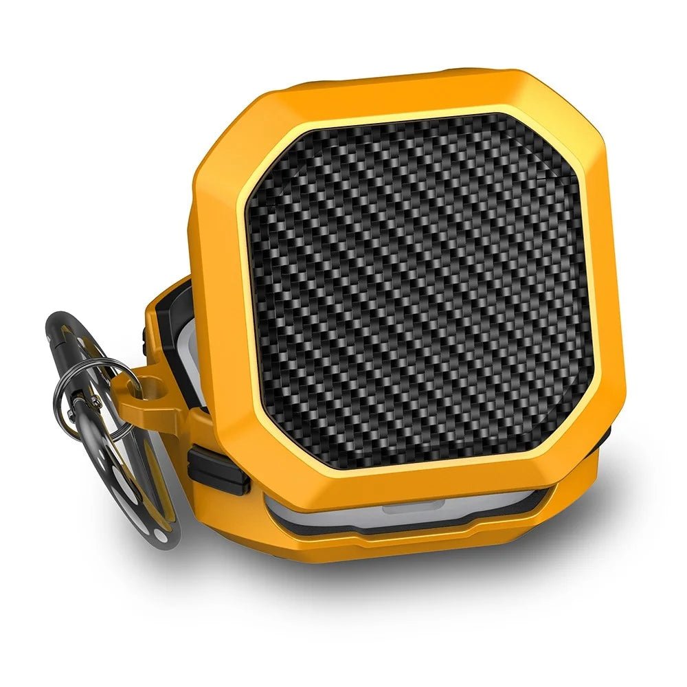 For Samsung Buds Live / Buds2 / Buds 2 Pro / Buds Pro Anti-Drop Case Thunder Carbon Fibre Texture Earbuds Charging Case Cover Soft TPU+PC Protector - Yellow - 3