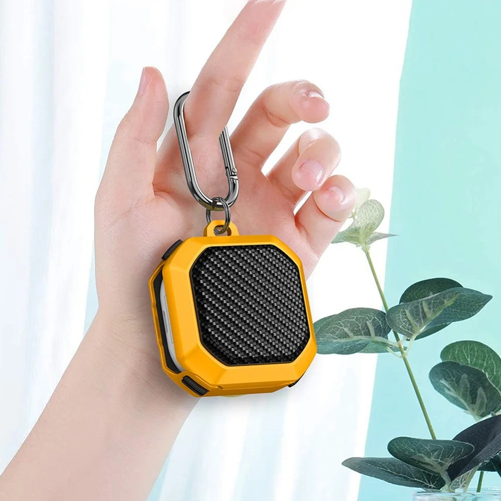 For Samsung Buds Live / Buds2 / Buds 2 Pro / Buds Pro Anti-Drop Case Thunder Carbon Fibre Texture Earbuds Charging Case Cover Soft TPU+PC Protector - Yellow - 6