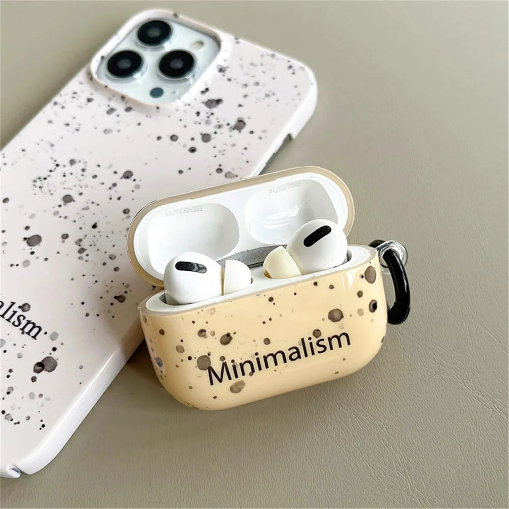 For Apple AirPods Pro Ink Style Dot IMD Anti-Drop Case Portable Bluetooth-compatible Earbuds Soft TPU Cover with Buckle - 6