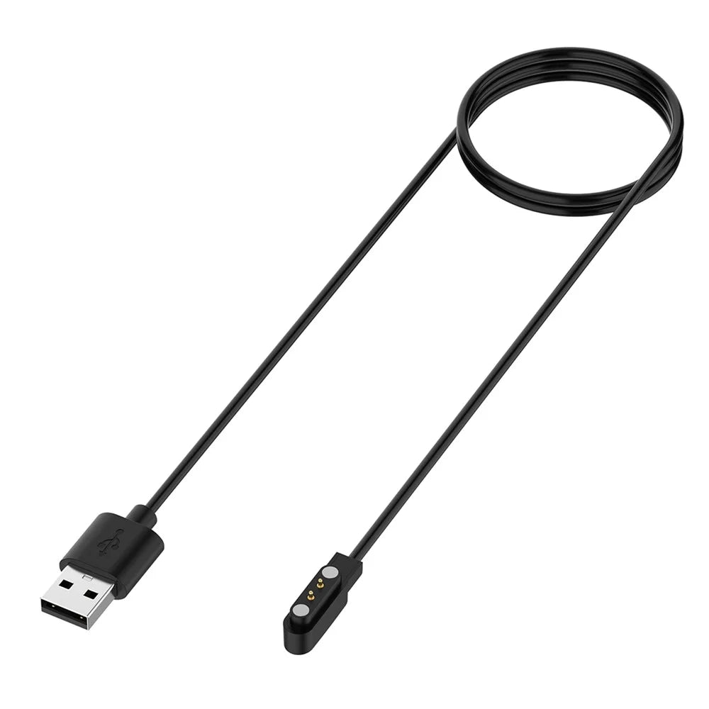 For Realme Watch 3 Smart Watch Charger USB Magnetic Charging Pad with 1m Cable - Black - 1