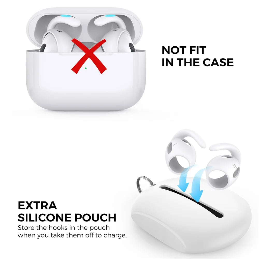 AHASTYLE PT189 1 Pair S Size Earphone Earhook Tips for Apple AirPods Pro 2, Soft Silicone Anti-slip Anti-lost Earbuds Cover Eartips - White - 4
