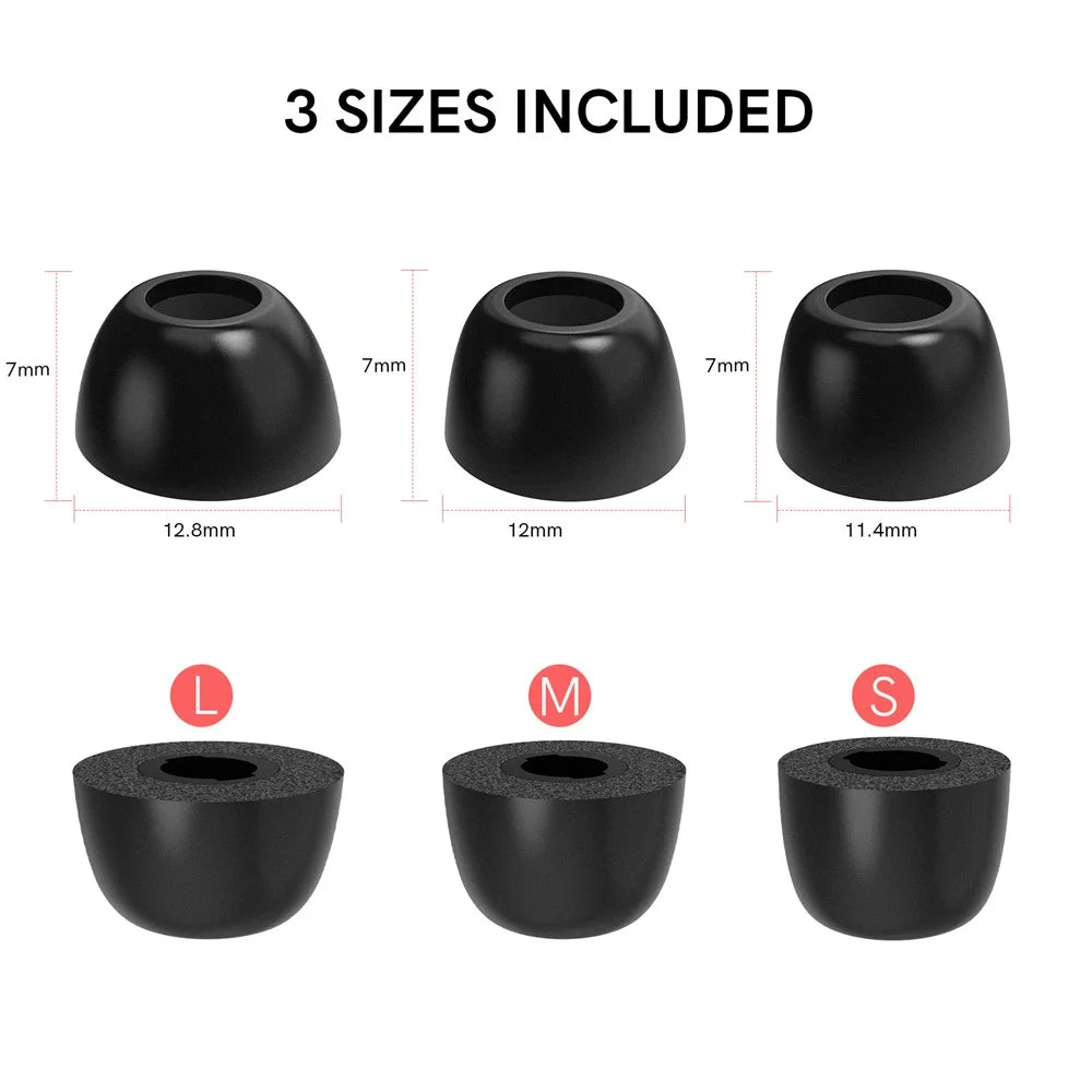 AHASTYLE WG36 3 Pairs S / M / L Size for Samsung Galaxy Buds Pro / Buds2 Pro Earbuds Covers Replacement Memory Foam In-ear Earphone Tips - Black - 3