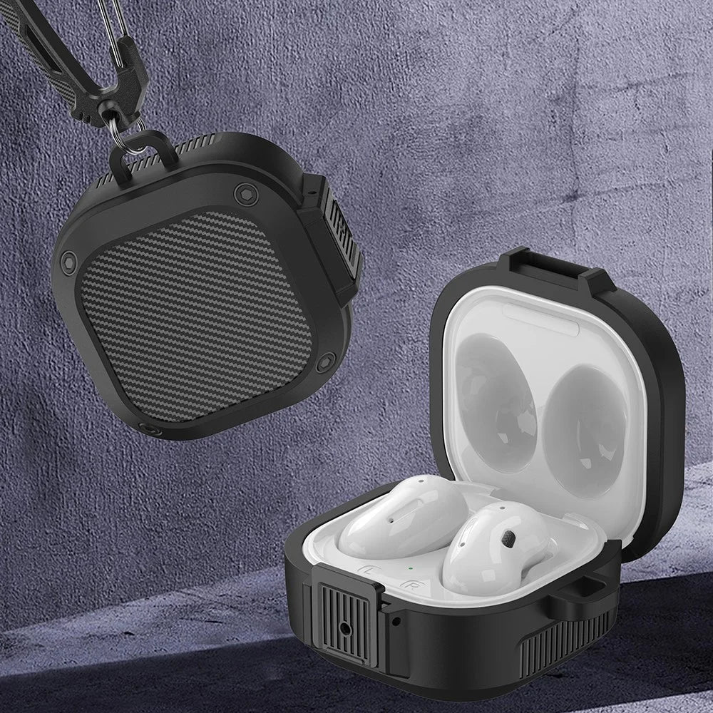 For Samsung Galaxy Buds Live / Buds 2 / Buds Pro / Buds 2 Pro Earphone Case TPU+PC Anti-drop Earbud Cover - Black - 2