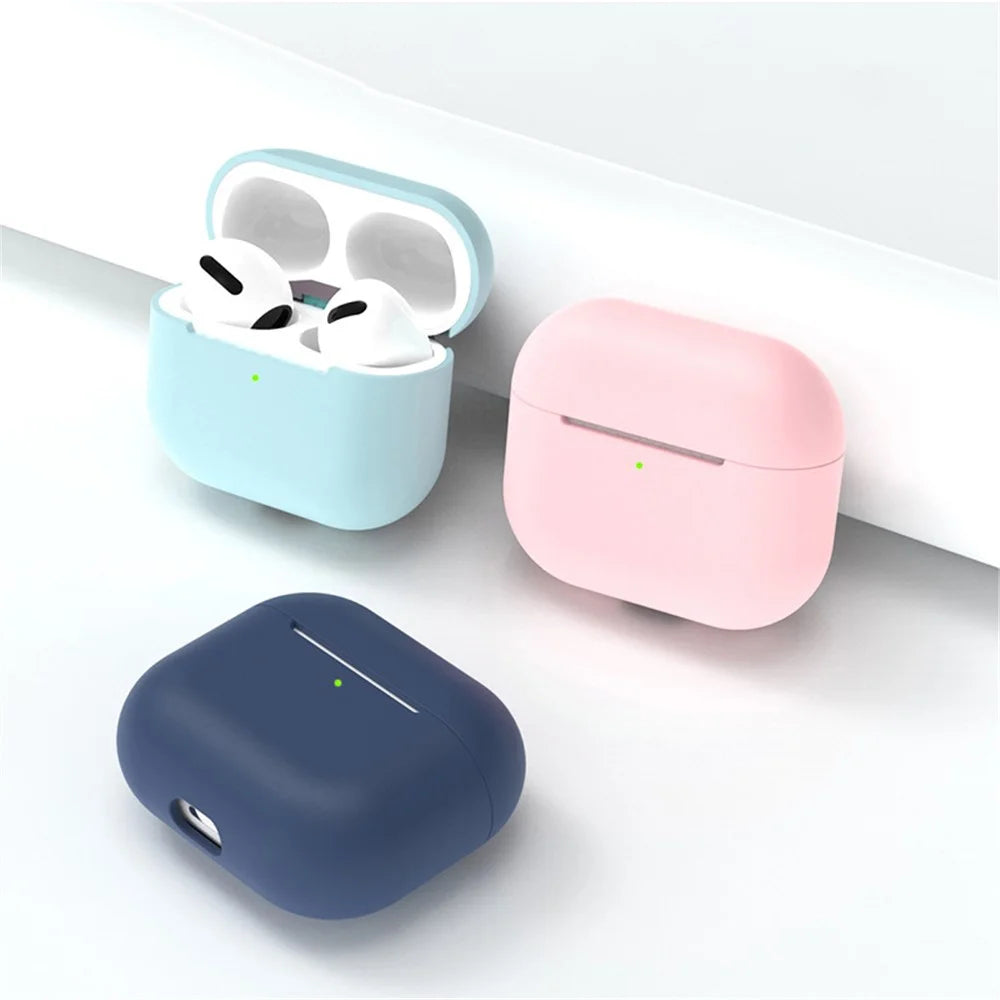 For Apple AirPods 3 Earphone Case Silicone Shock-Absorbing Earbuds Cover with Metal Dustproof Sticker Kit - Sky Blue+Silver - 7