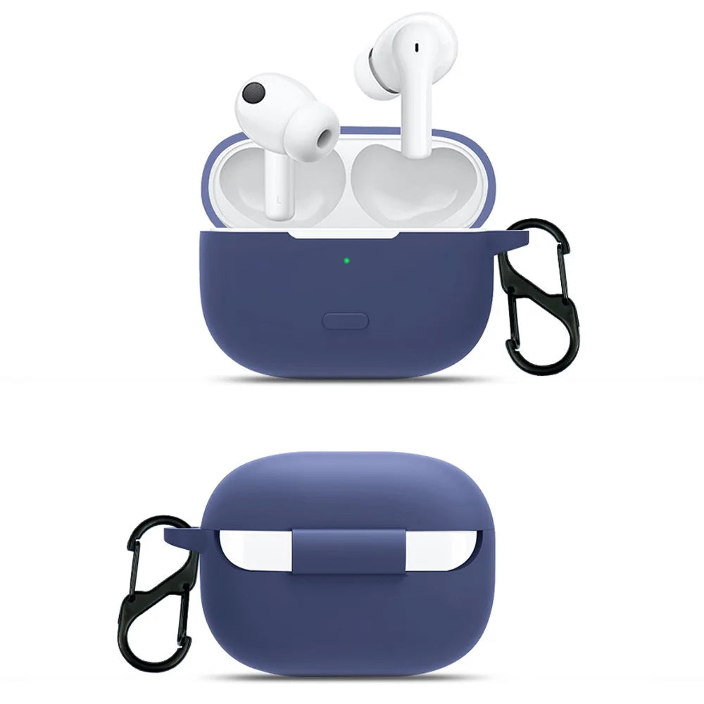 For vivo TWS 2 / 2e Bluetooth-compatible Earphone Silicone Protective Cover with Anti-lost Buckle - Dark Blue - 2