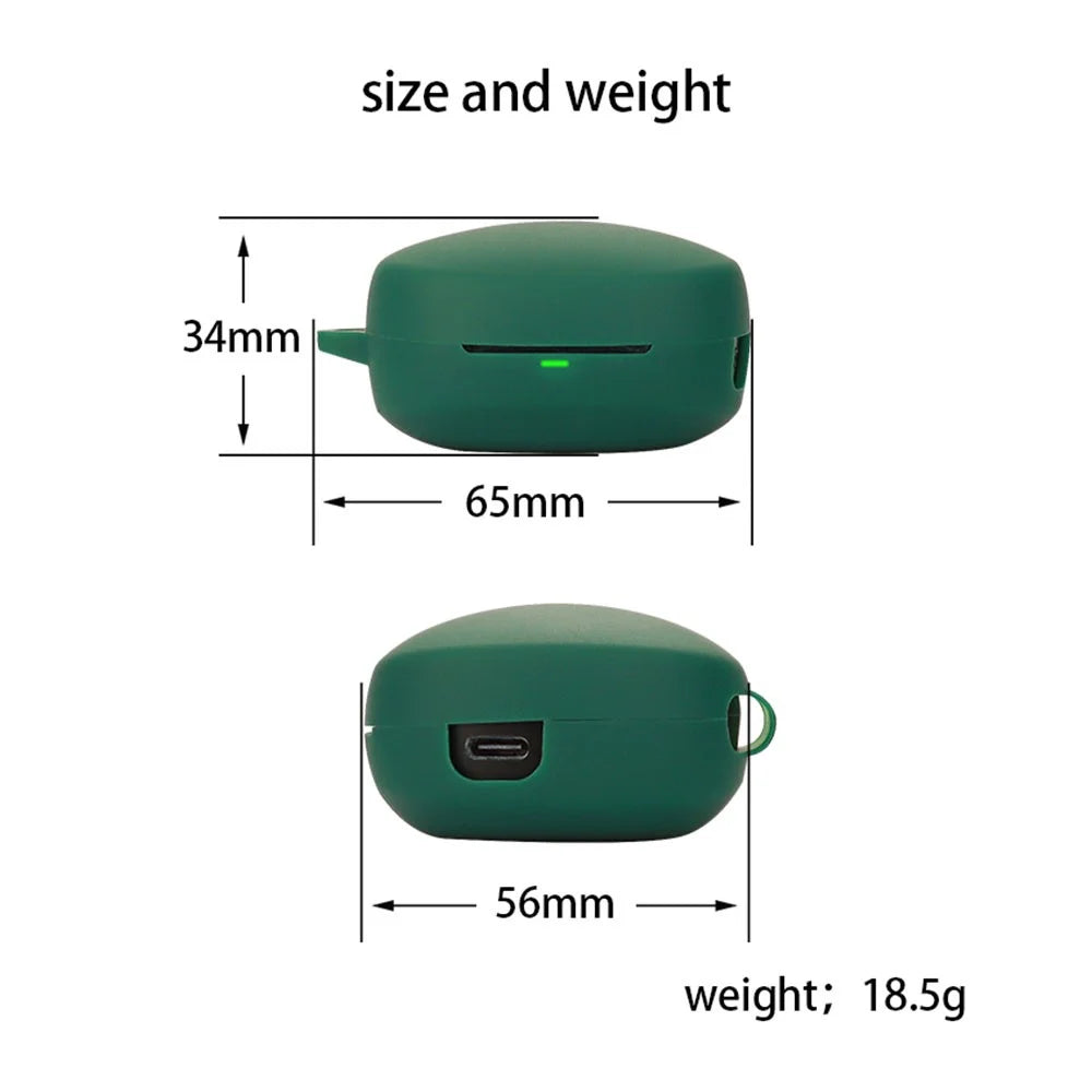 For QCY T13 X Silicone Protective Cover Bluetooth-compatible Earphone Anti-drop Case with Anti-lost Buckle - Blackish Green - 4