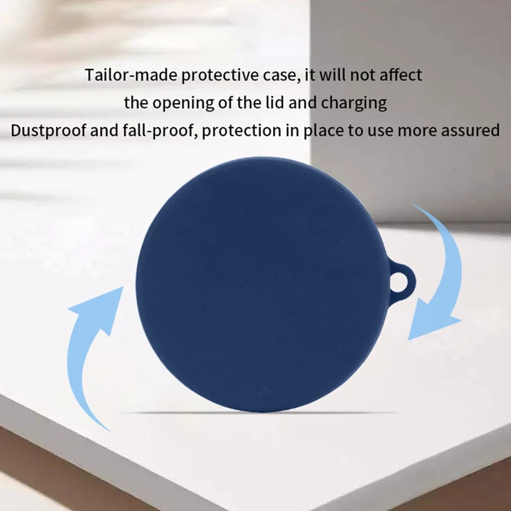 For Oraimo FreePods 4 Earphone Anti-drop Sleeve Silicone Protective Cover with Anti-lost Buckle - Dark Blue - 5