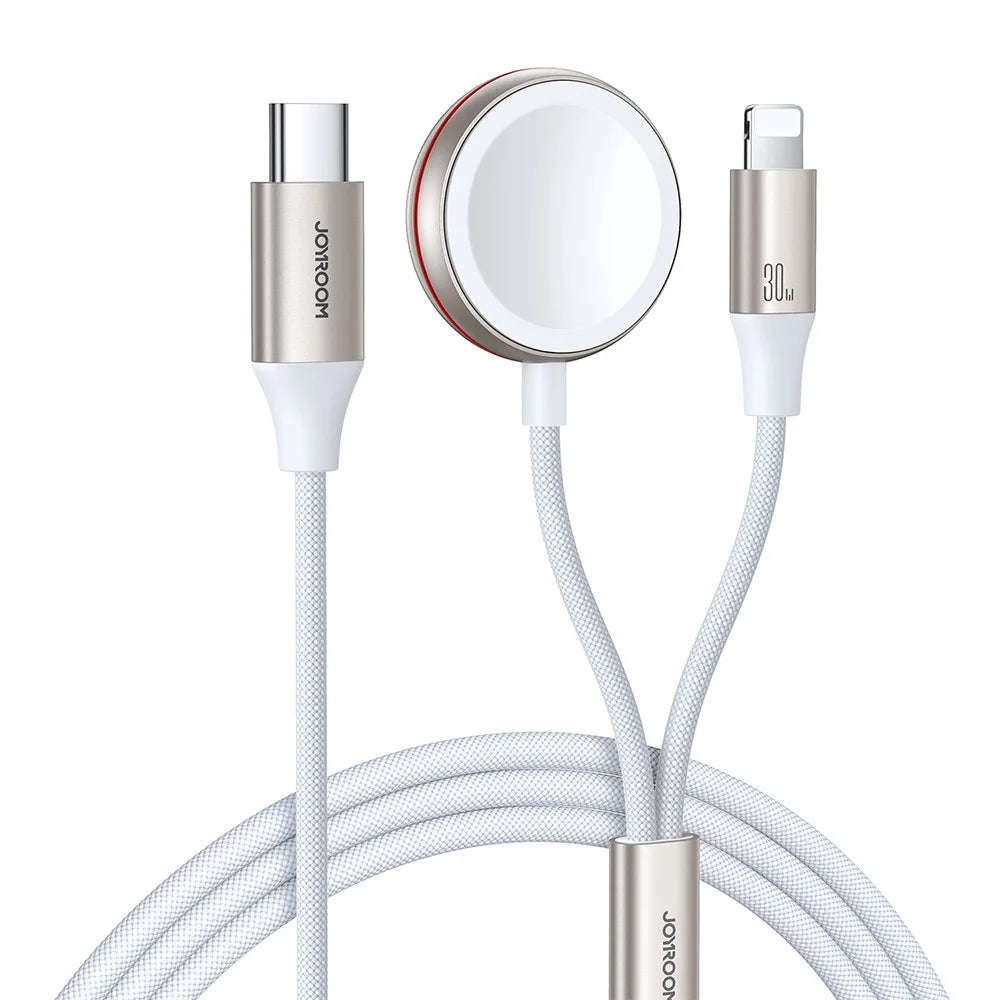 JOYROOM S-IW012 2 in 1 1.5m USB-C to Watch Magnetic Charger + 1.5m PD 30W Fast Charging Cable for Apple Watch / iPhone / iPad - 1