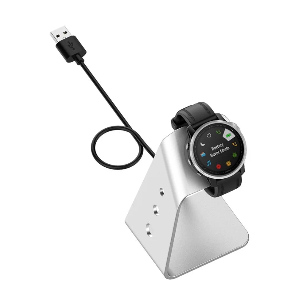 For Garmin Venu 3 / Venu 3S / Vivoactiv 5 Watch Charger Stand Aluminium Alloy Charging Dock with Data Function - Right Port / Silver - 4