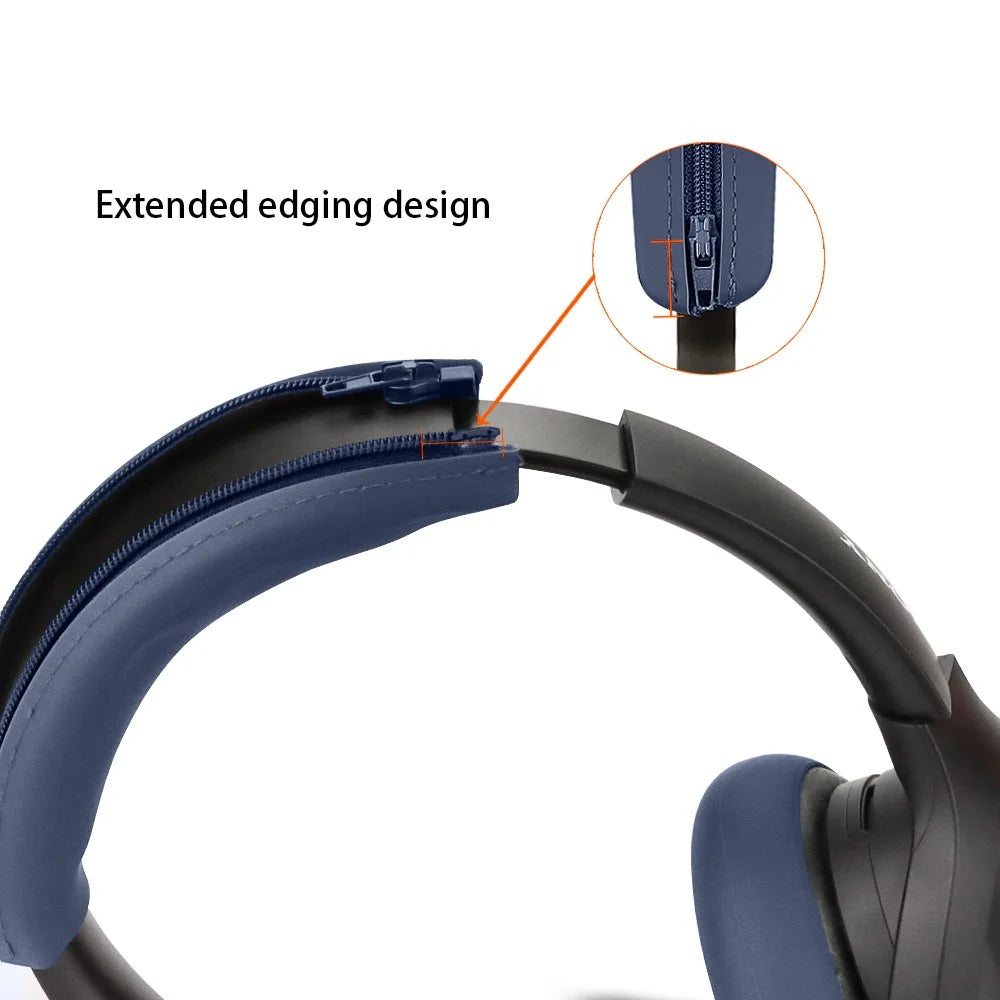 For Sony WH-H910N Headphone Head Beam Silicone Cover Headband Zipper Protective Sleeve - Dark Blue - 3